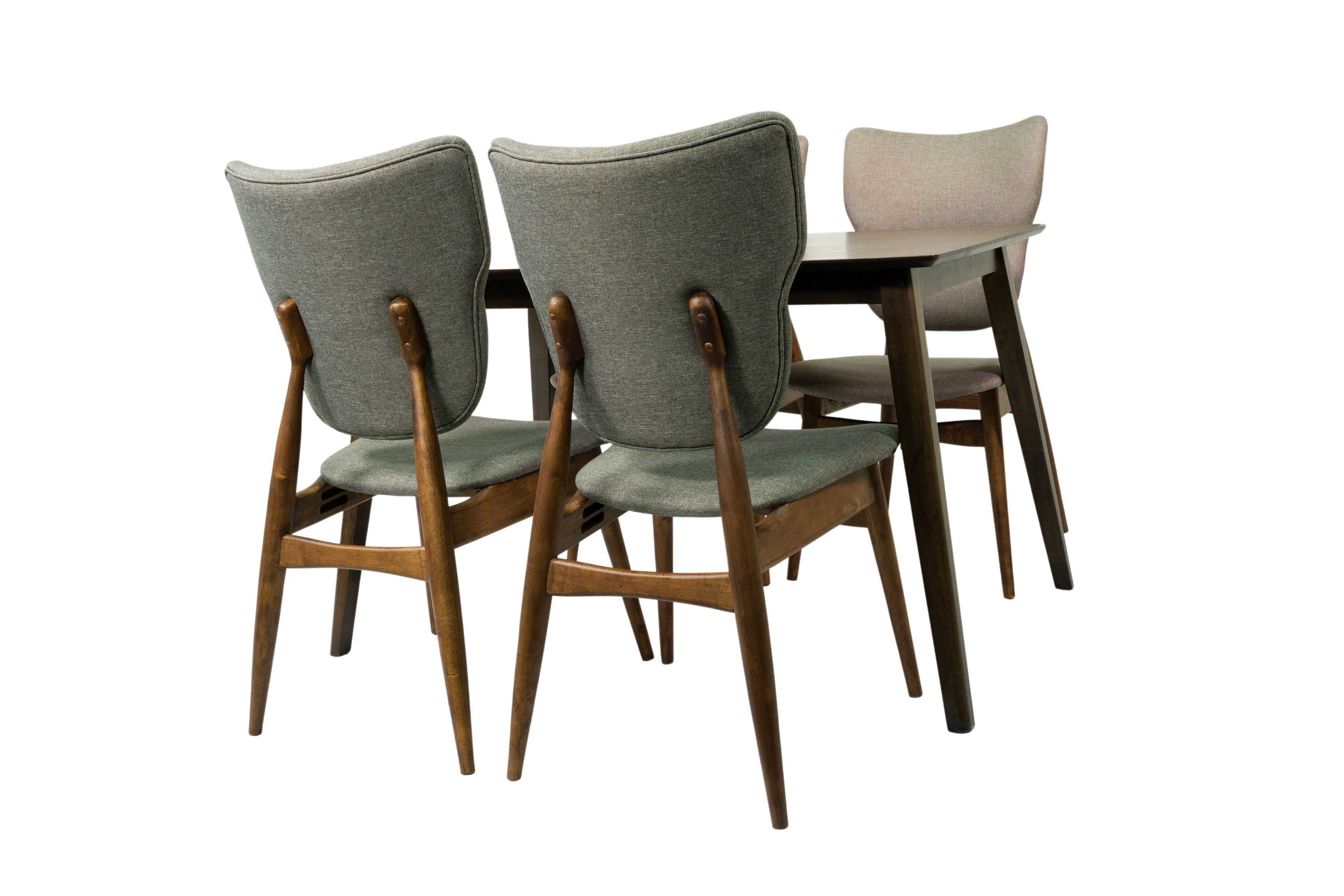 Sevilla 5-Piece Dining Set Mid Century Modern Solid Wood Dining Table and 4 Chairs | Great for Kitchen Breakfast Dining