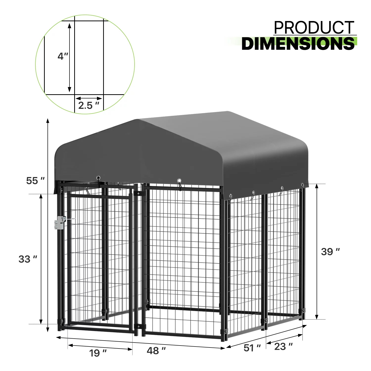 Magshion Outdoor Dog Kennel 4ft x 4.25ft x 4.5ft with UV Protection Waterproof Cover