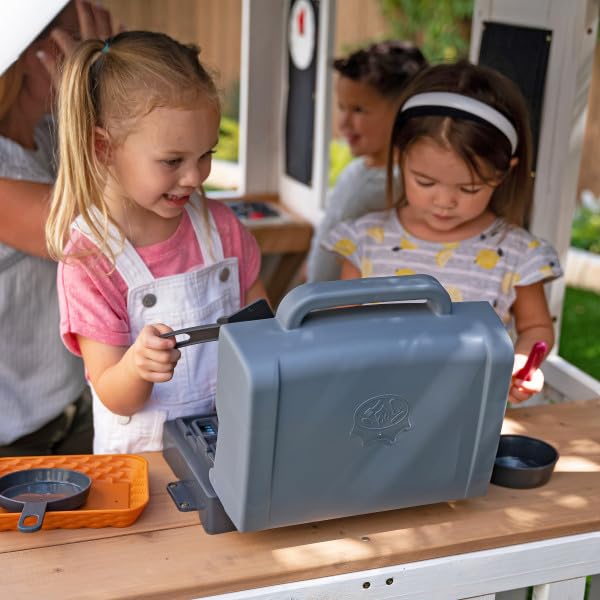 KidKraft Lantana Lane Outdoor Wooden Playhouse with Kitchen and Flap Door