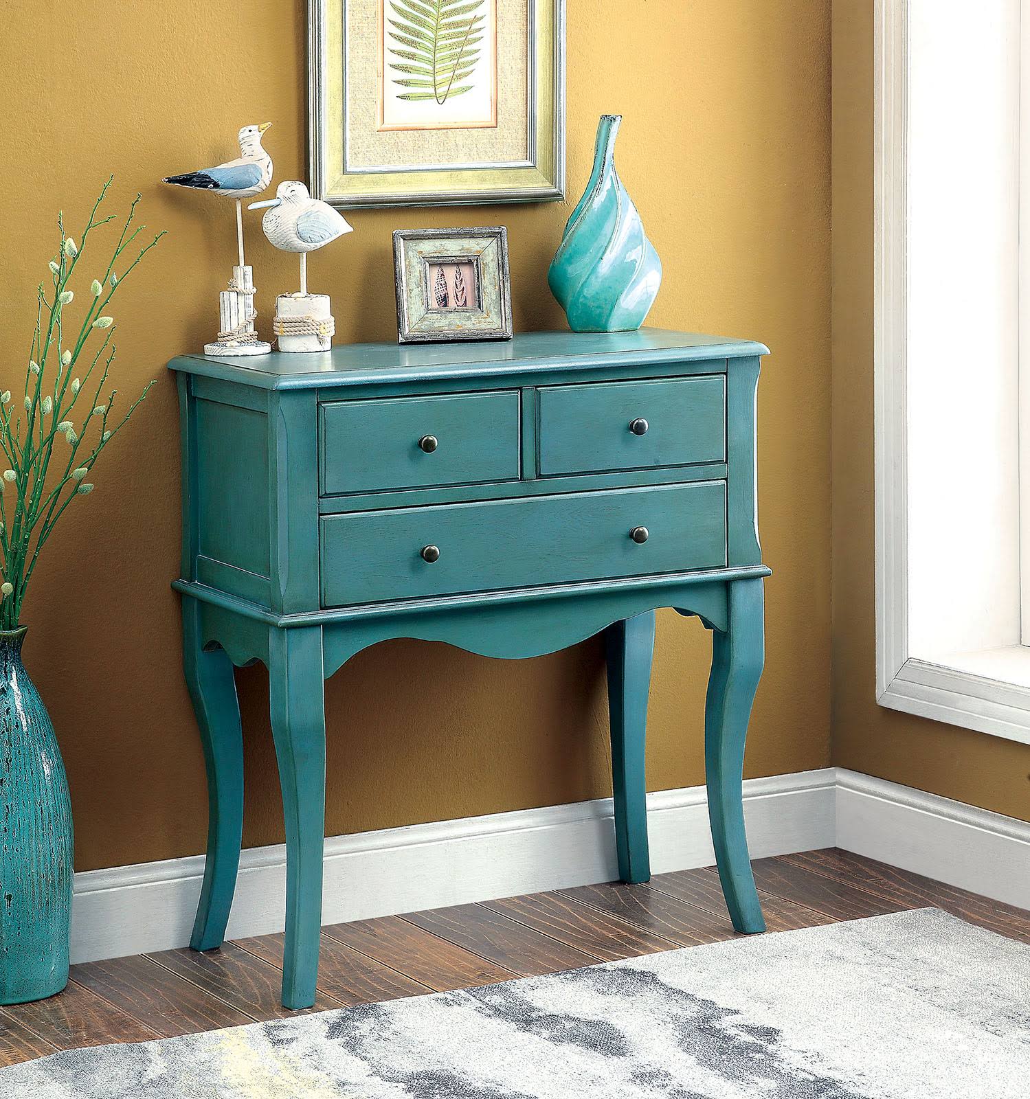 Furniture of America Sian Antique Teal Hallway Cabinet