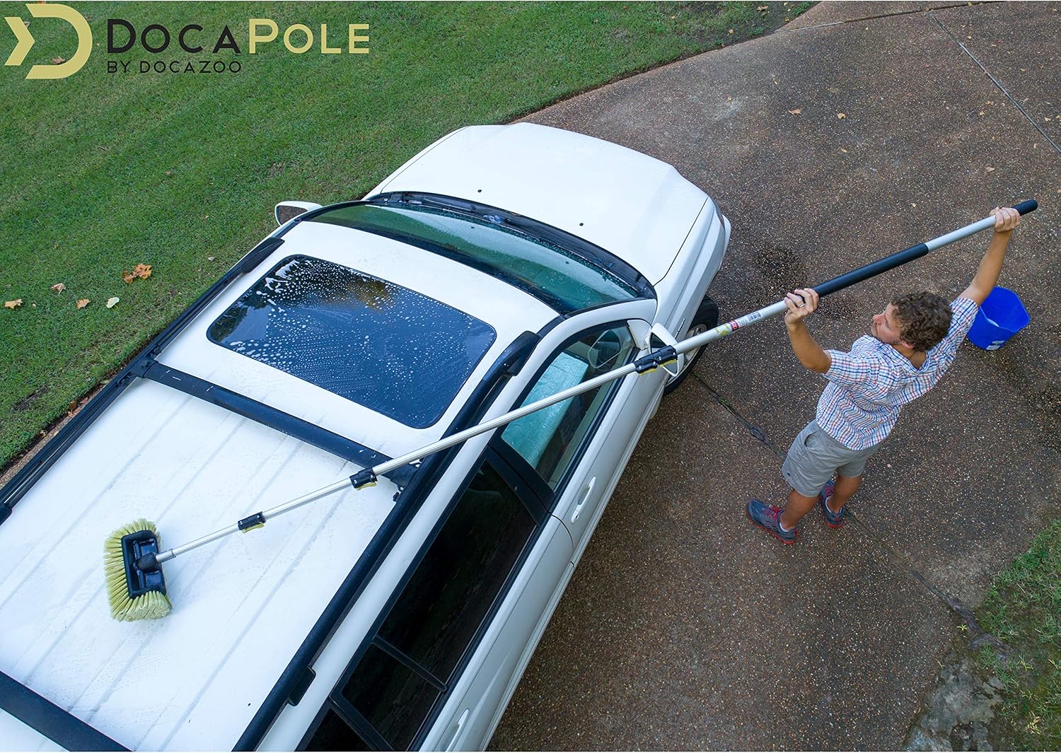 DocaPole 6-24 Foot Car Cleaning Kit | Car Wash Kit with Soft Car Wash Brush, Car Squeegee, Car Wash Mitt (2X)