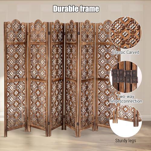 5.6FT Tall Room Divider,Japanese Room Divider 6 Panel Shoji Screen Room Dividers