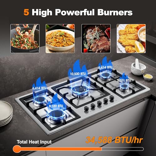 5 Burner Gas Stove Stainless Steel