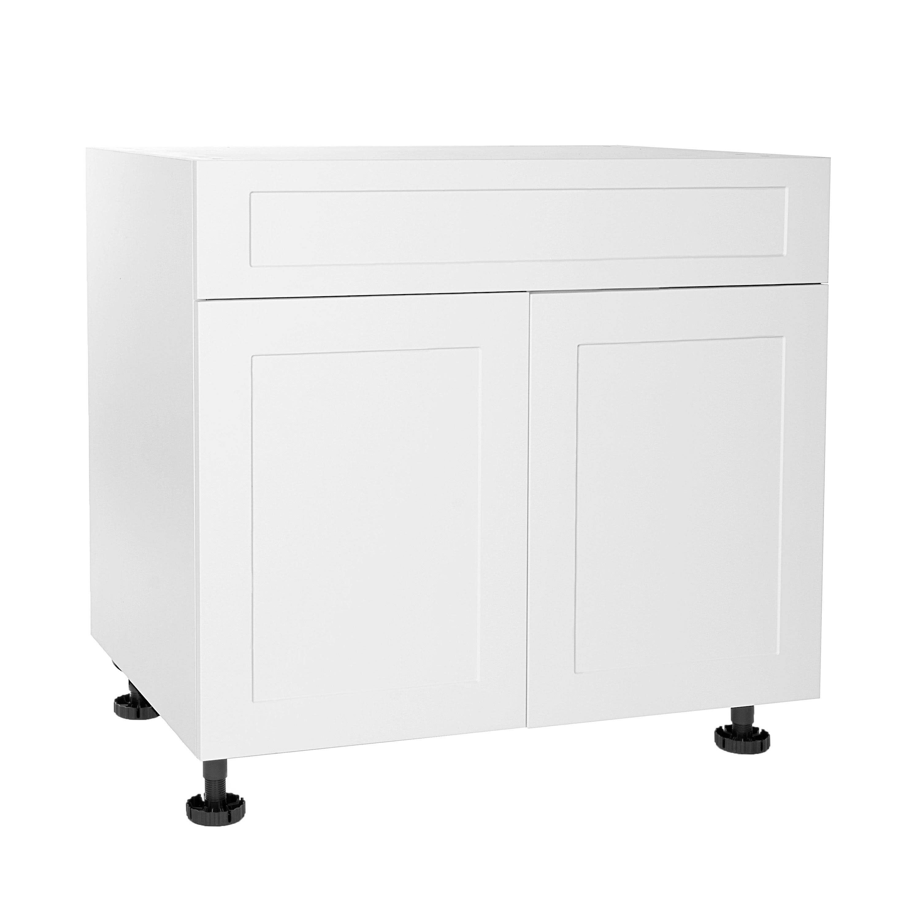 Cambridge Ready to Assemble Threespine 30 in. x 34.5 in. x 24 in. Stock Sink Base Cabinet in Shaker White