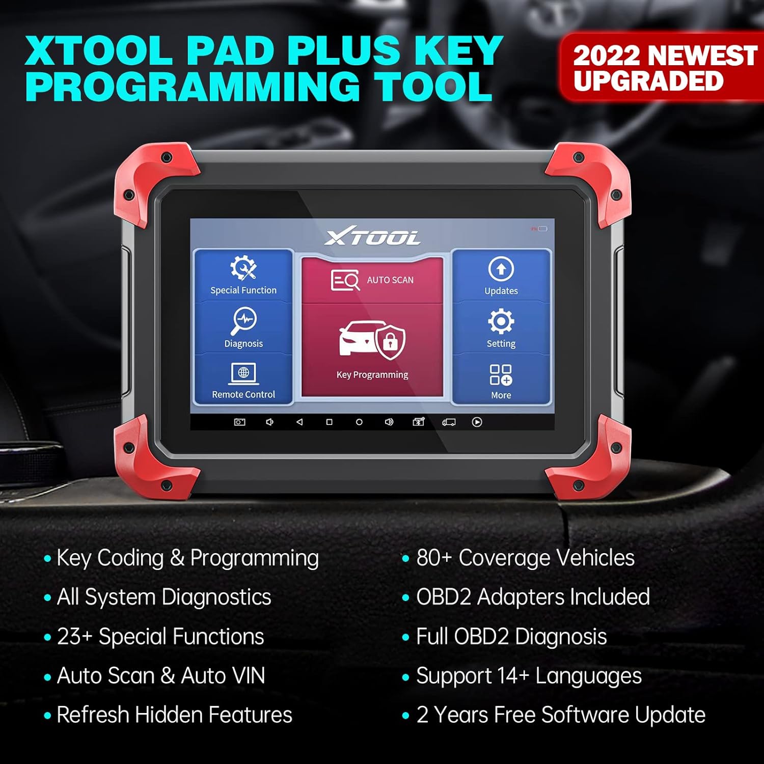 XTOOL X100 PAD Plus Automotive Key Programming Tool 2022 Newest, OE-Level All Systems Diagnostic, 23+ Services, ABS Bleed, Oil Reset, Throttle