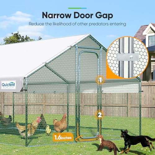 Quictent Large Metal Chicken Coop Run for 10+ Poultry with Galvanized Hardware Cloth and Waterproof Roof Cover