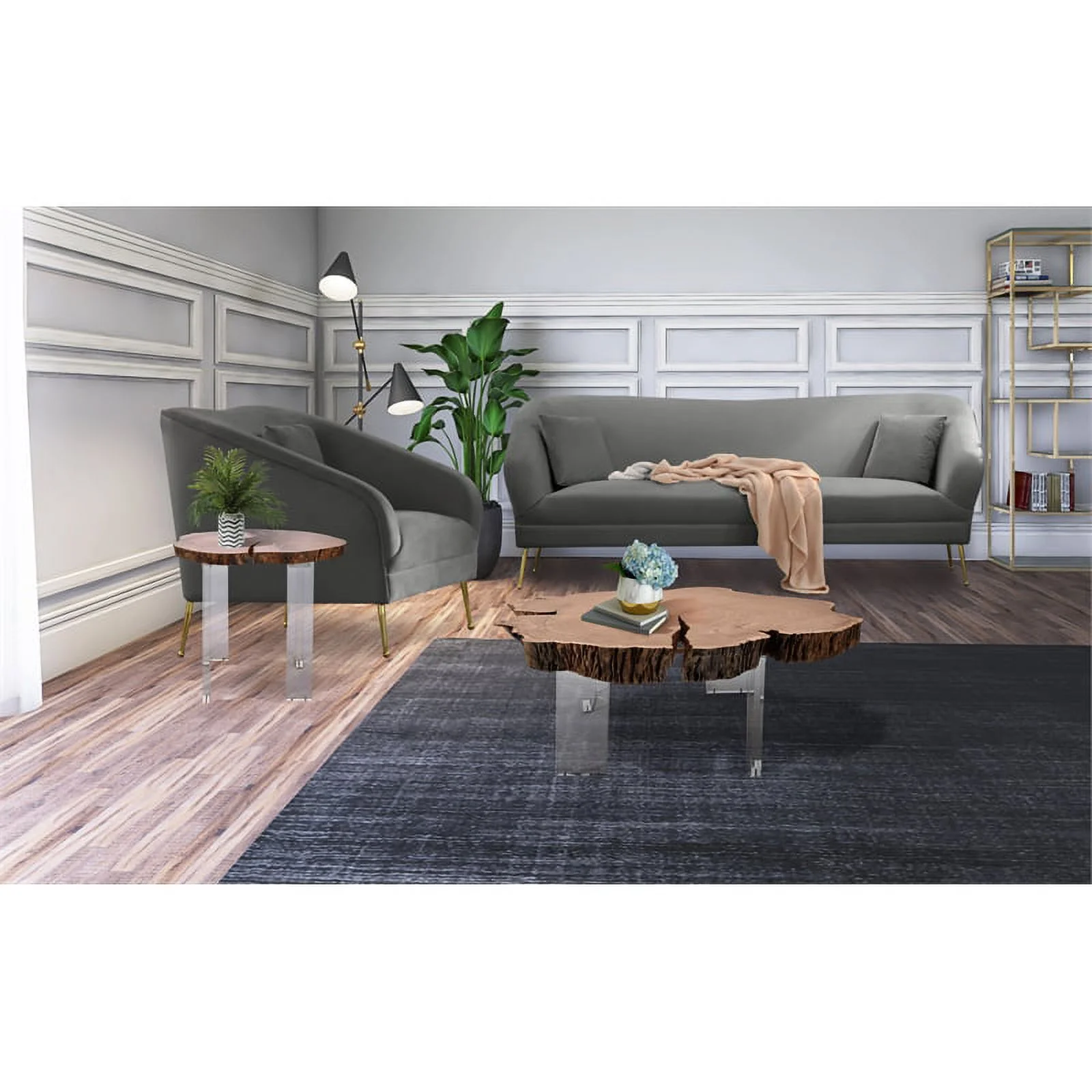 Meridian Furniture Woodland Live Edge Acacia Wood Top Coffee Table