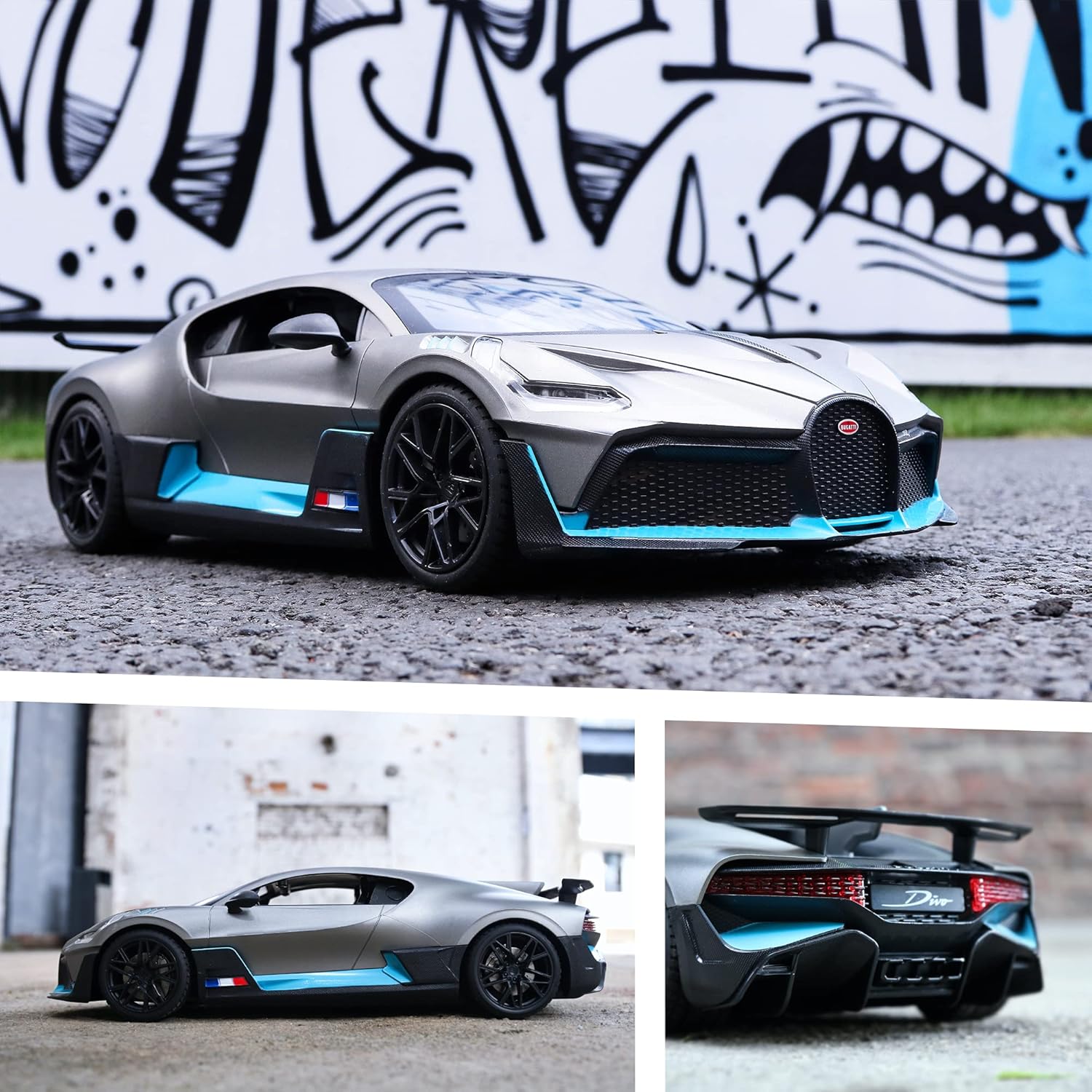 MIEBELY Bugatti Remote Control Car – 1/12 Scale RC Car for Children and Adults – Realistic Bugatti Divo Car with Lights – Detachable Steering Ring