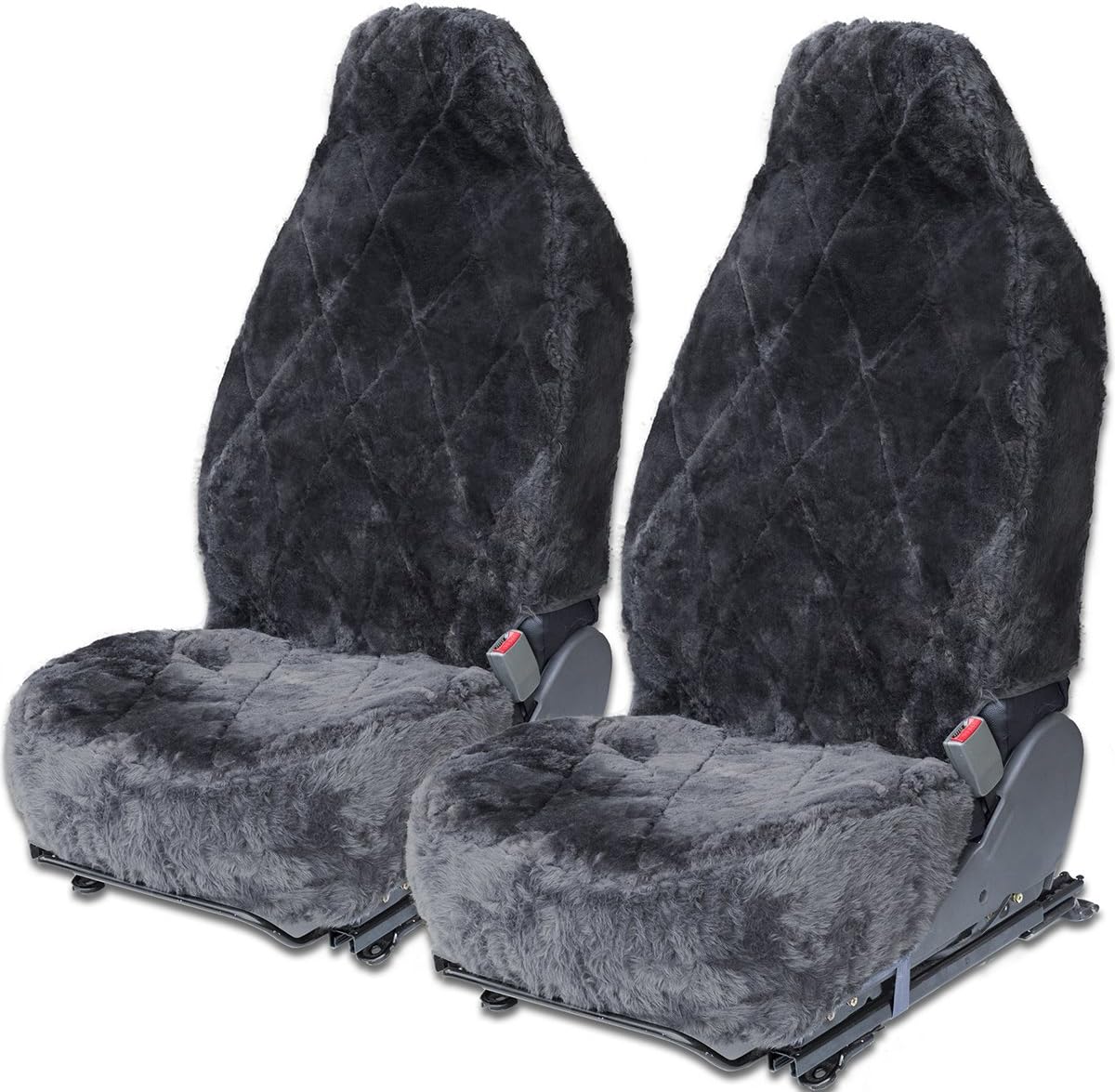 OxGord Sheepskin Seat Covers (Single Bucket) Wool Sheep Skin Shearling Car Accessories Best for Front Bucket Auto Seats Cover on Cars Truck SUV Van