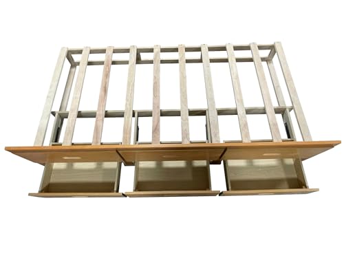 Full Size Platform Bed with 3 Drawers and Trundle,Captain’s Bed Frame with Storage Headboard Bookcase Shelves for Kids Teens Bedroom