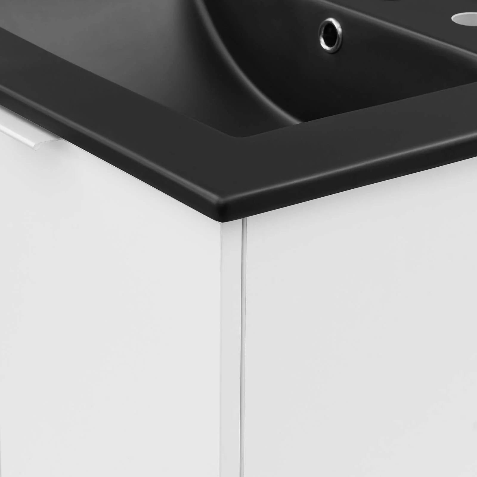 Sink Vanity Cabinet, Wall Mounted, Melamine, White Black, Modern Contemporary Urban Design, Hotel Bedroom Bathroom Master Suite Guest