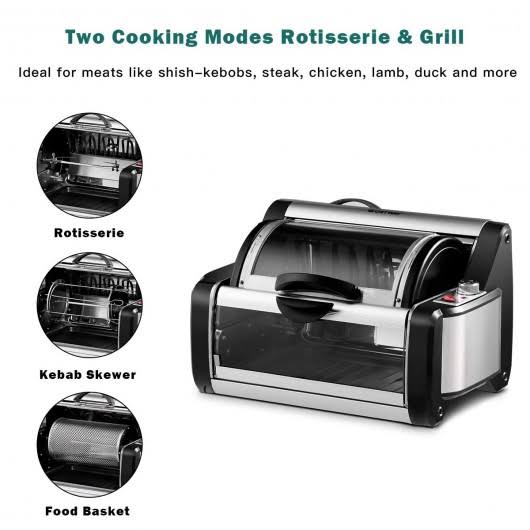 Costway Horizontal Rotating Kebob Skewer Roaster Oven Grill