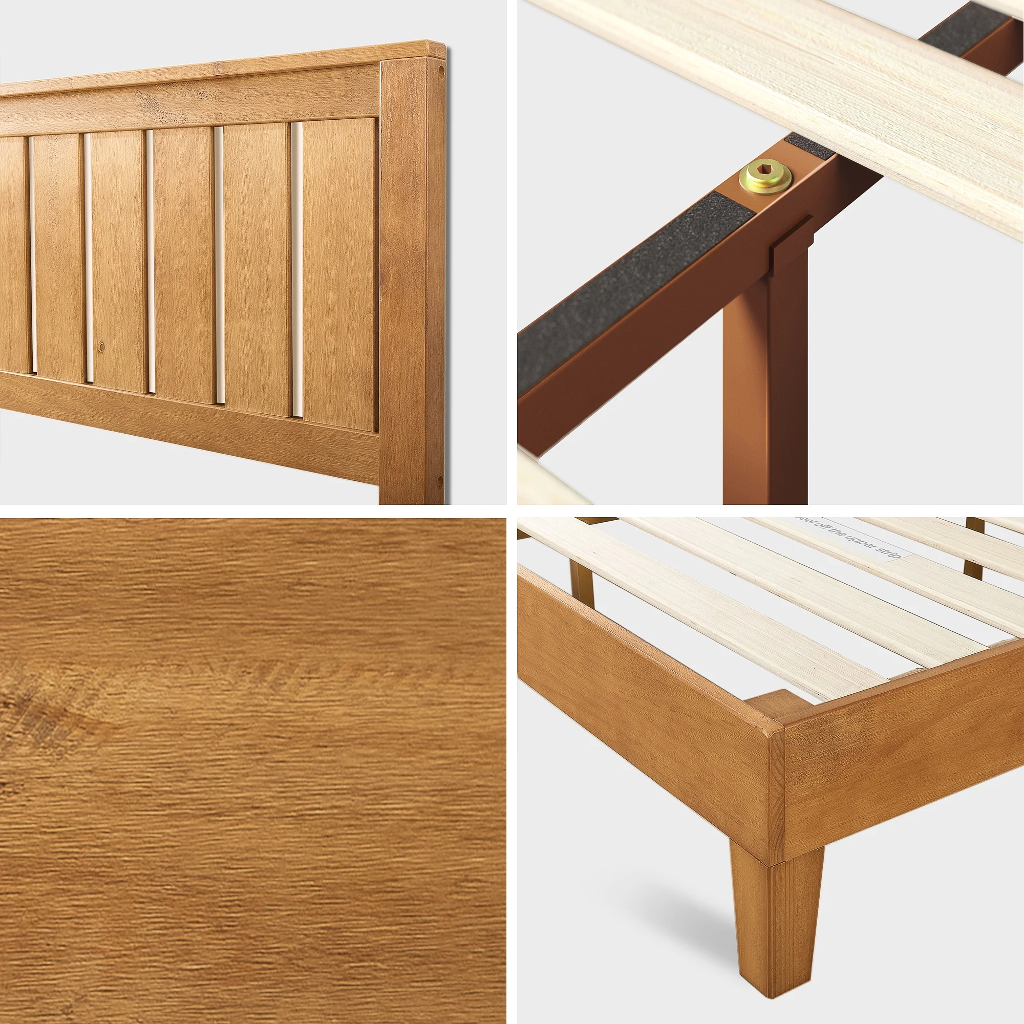Zinus Alexia 37" Deluxe Wood Platform Bed with Headboard, Rustic Pine, Twin