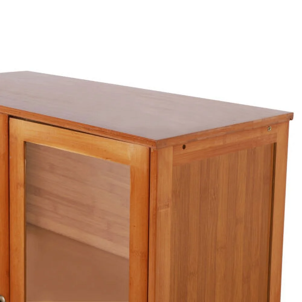 Wooden Storage Pantry Cupboard with 3 Drawers, Cabinets & 2 Acrylic Doors Brown