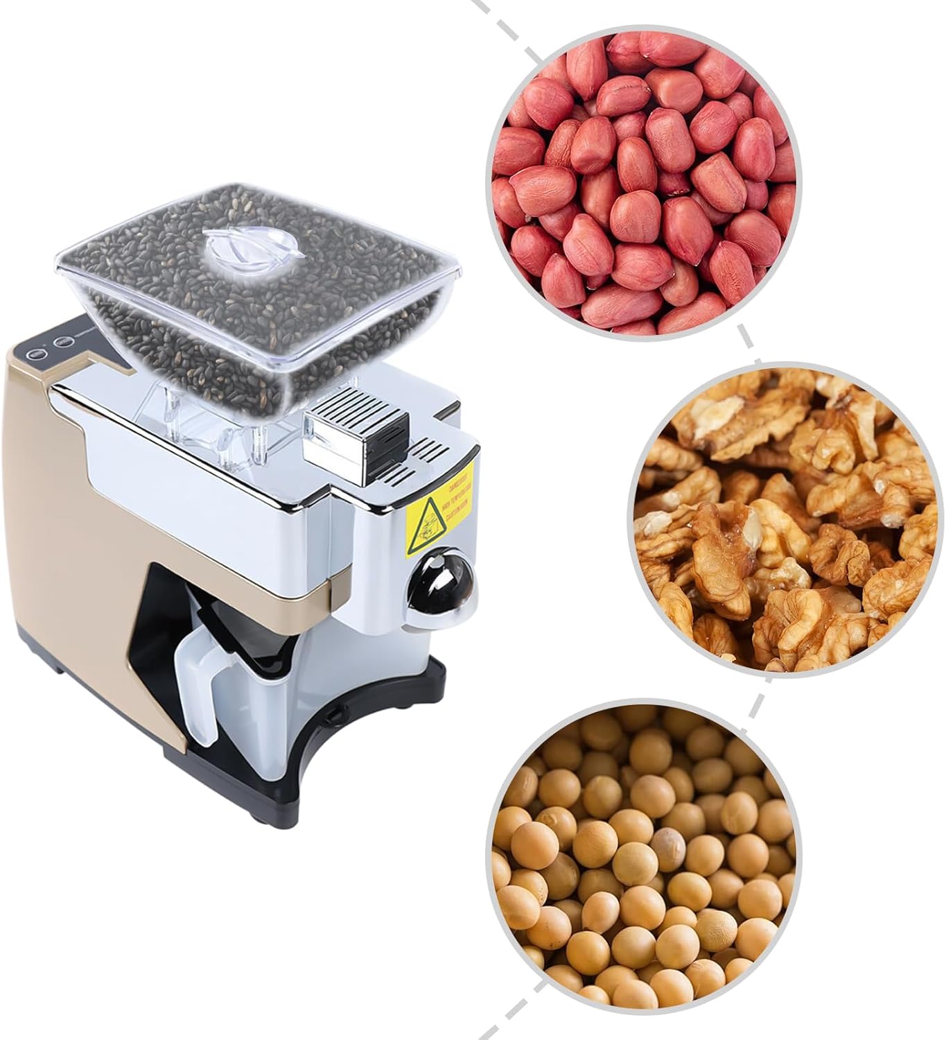 Fully Automatic Oil Press Machine, 530W Cold & Hot Oil Extractor, Stainless Steel Oil Expeller Press Mill