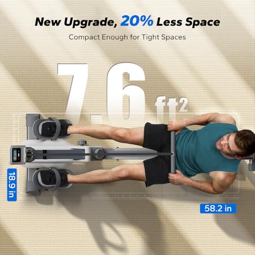 MERACH Foldable Rowing Machines for Home, Magnetic Rowing Machine with 16-Level, Compact Row Saves 20% Space, 350 LBS Load Capacity