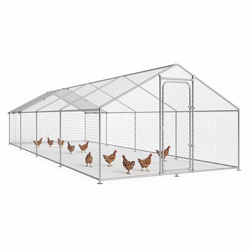 Large Metal Chicken Coop with Waterproof and UV-Resistant Cover