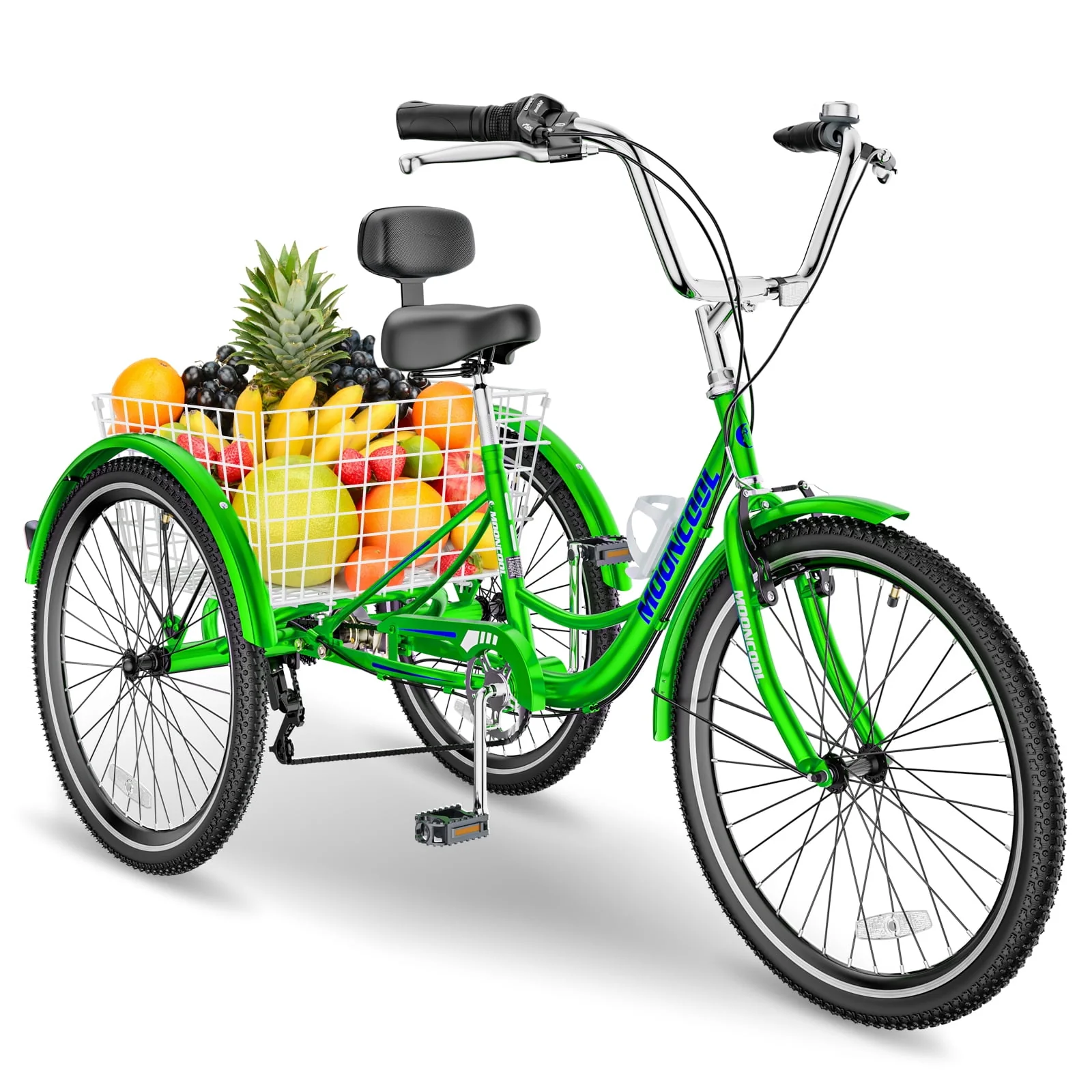 FICISOG 26 Adult Tricycle, 3 Wheel 7 Speed Bikes,450lbs Capacity Cruise Trike with Shopping Basket