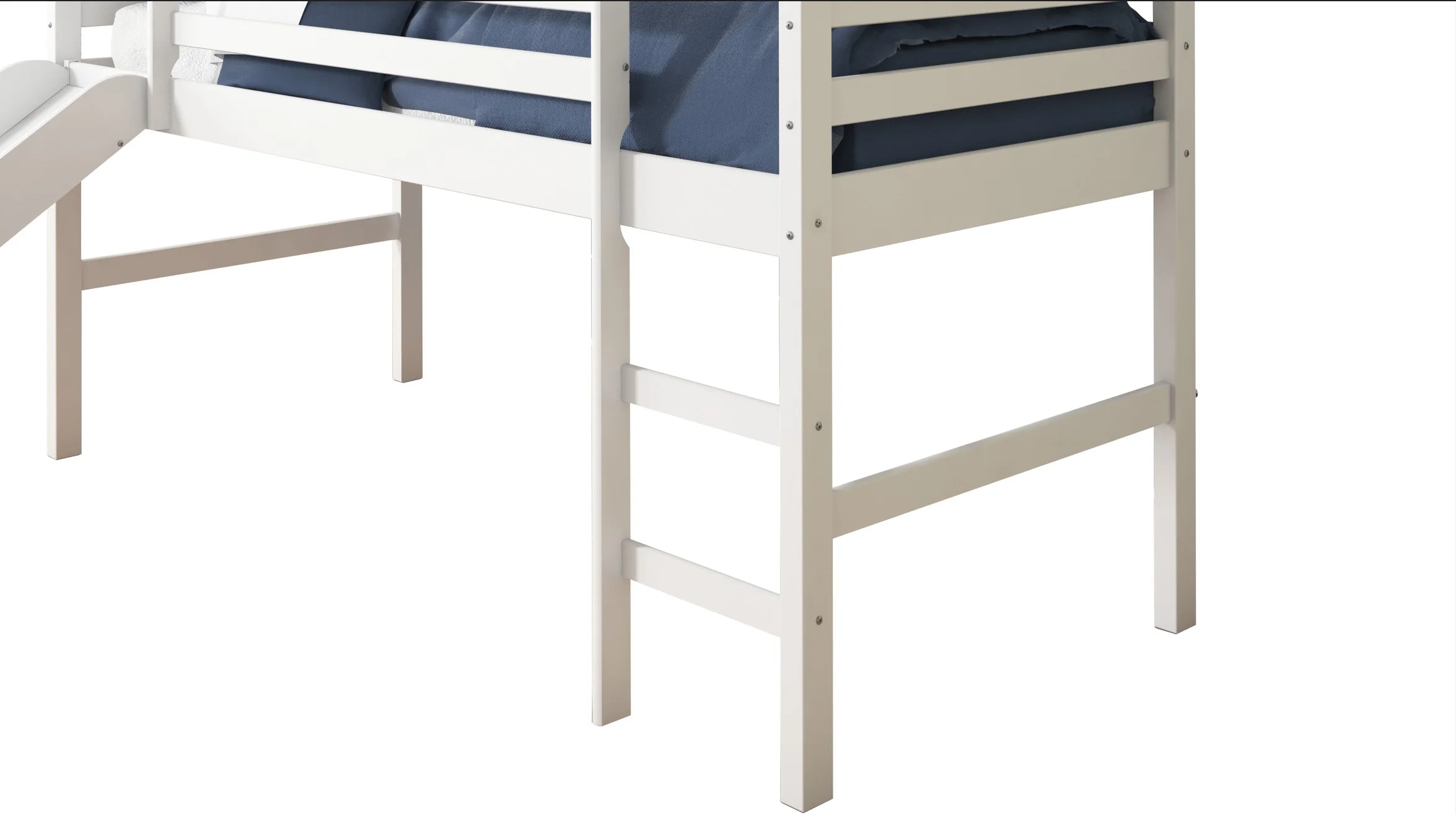 Donco Kids Twin Loft Tent Bed with Slide - White