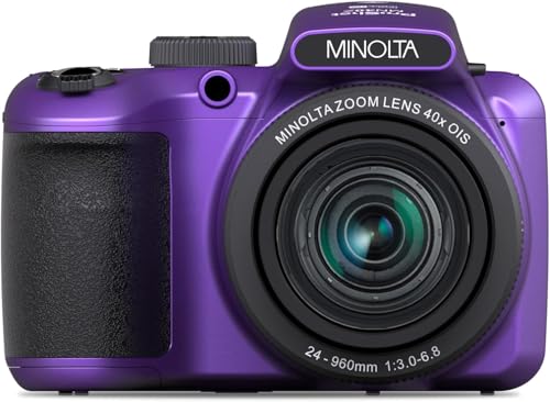 Minolta MN40Z 20MP Digital Camera – 40x Optical Zoom, 1080p FHD Video, 3.0" LCD, Wi-Fi, Face/Smile/Blink Detection – Silver