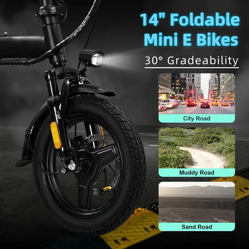 Electric Bike for Adults, Peak 500W Brushless Motor Folding, 48V12AH Removable Battery, 23MPH Ebike with 35 Miles Range & PAS Mode