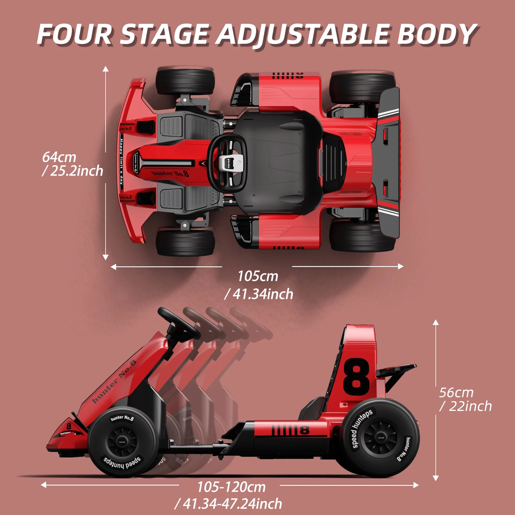 KORIMEFA Electric Vehicles, Outdoor Race Pedal Go Karting Car for Kids Adults, Remote Control Powered Ride on Toys 12V