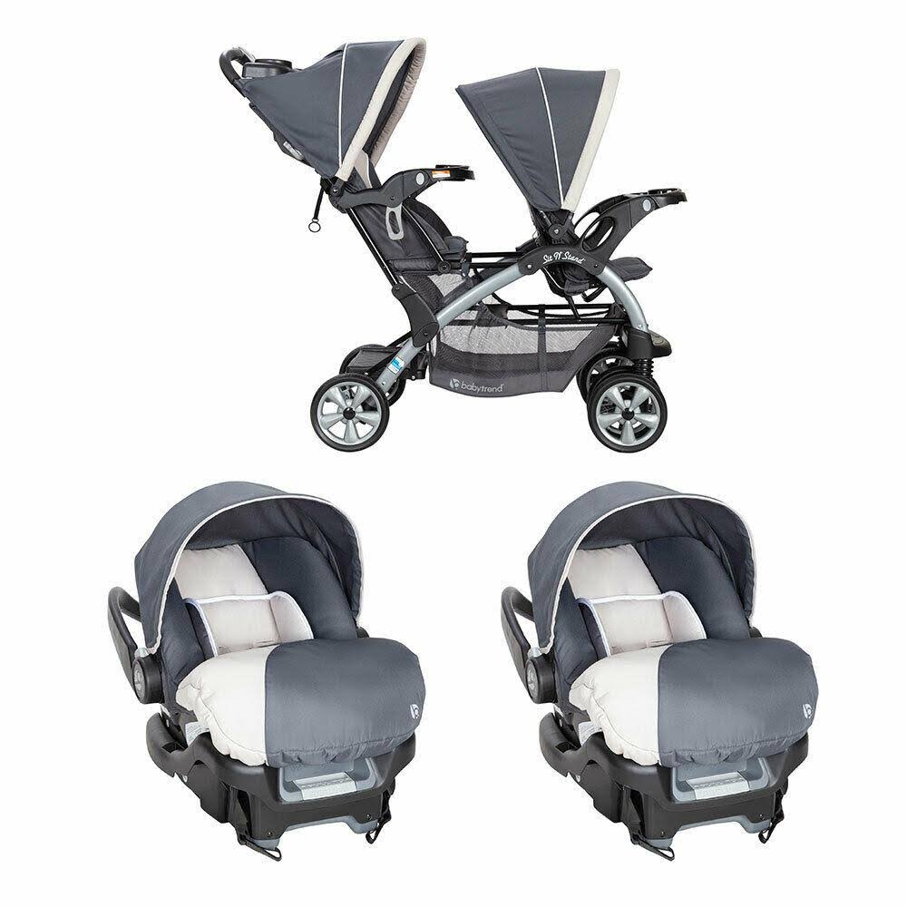 Baby Trend 5 Point Harness Double Stroller & 35 LB Infant Car Seat w/ Car Base