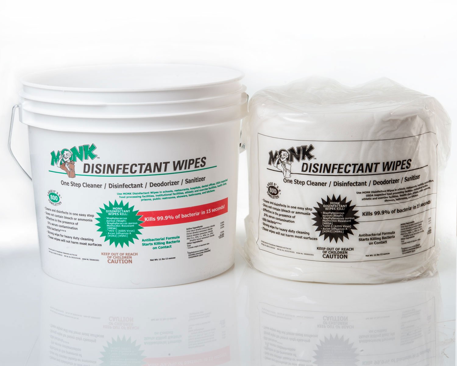 Monk - 69804R Disinfecting Gym Wipes 4 Refill Pack of 800 Count Wipes