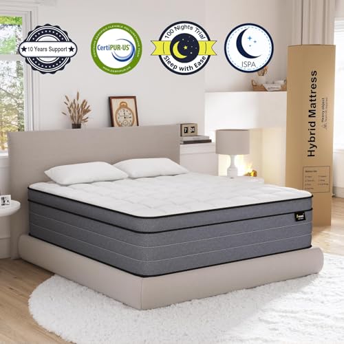 King Size Mattress, 14 Inch King Hybrid Mattress in a Box with Gel Memory Foam and Pocket Springs, Medium Plush Feel