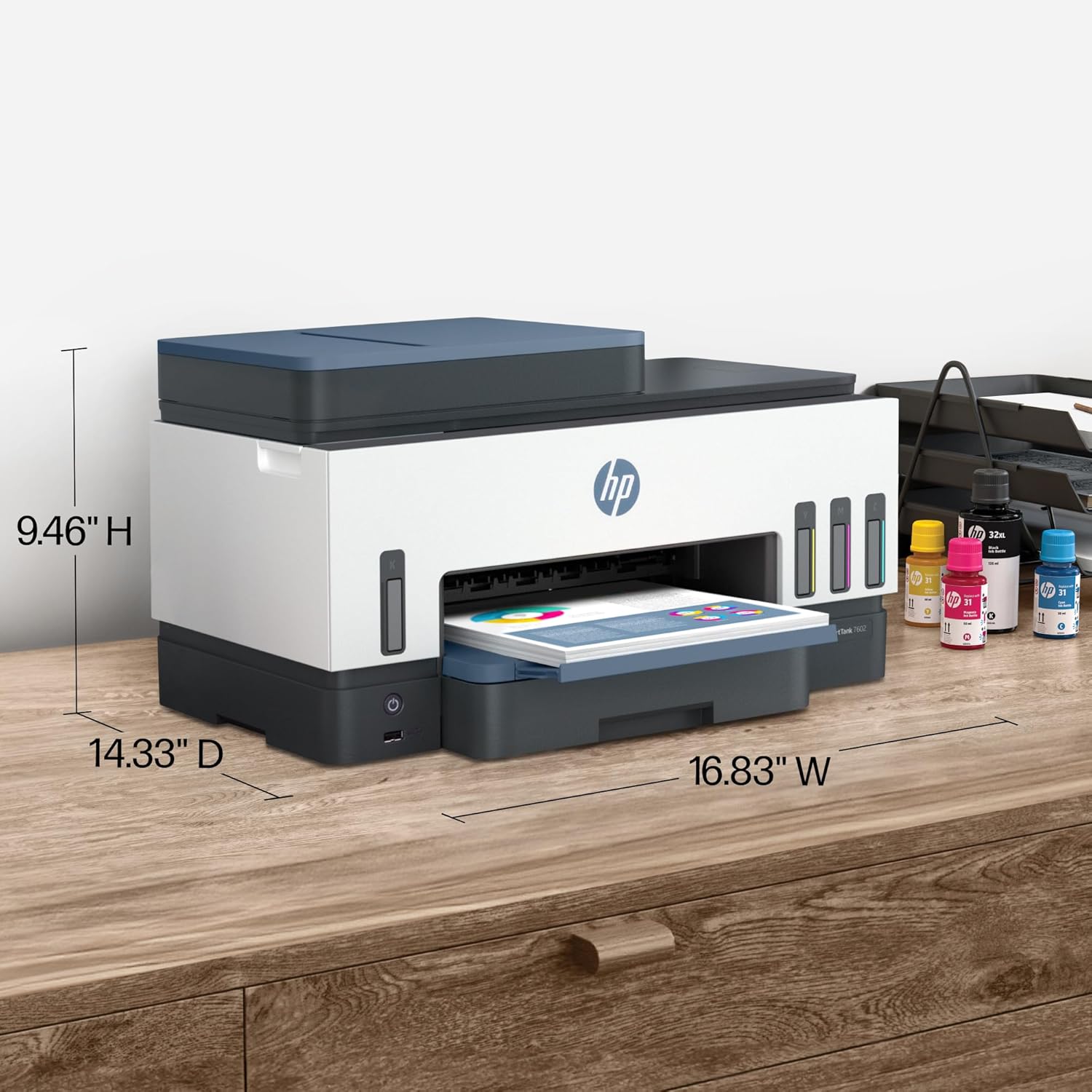 HP Smart Tank 7602 Wireless All-in-One Ink Tank Printer with 2 years of ink included,Print, scan, copy, fax, Best-for-home