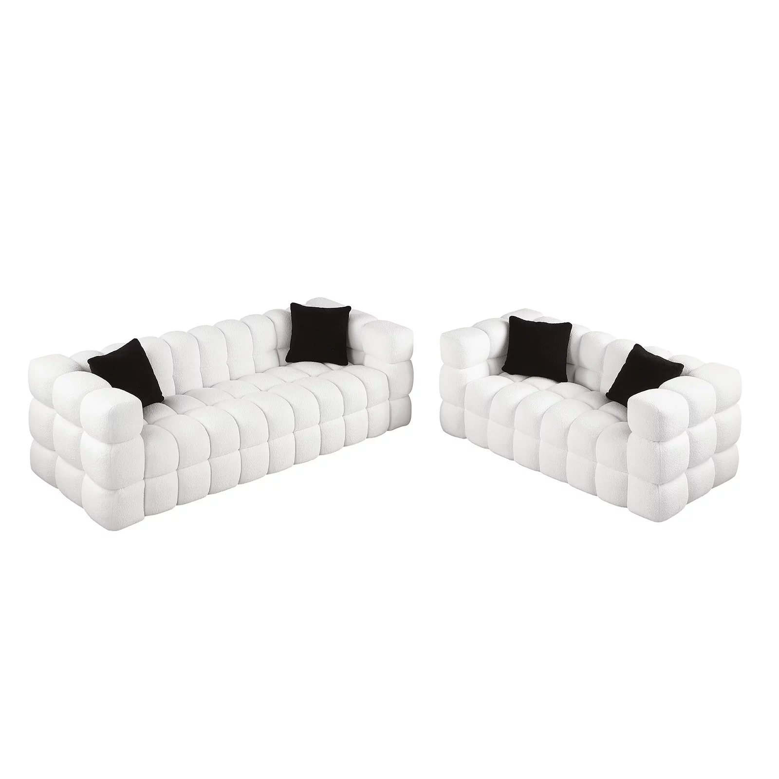 Holaki 3+2 Living Room Sofa Set, Modern Loveseat and 3 Seat Couch Furniture, White