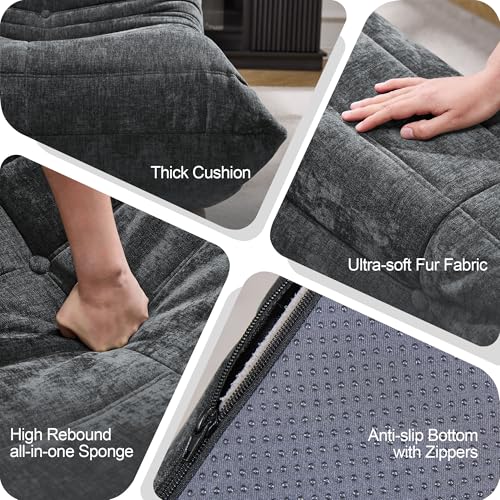 Bean Bag Chairs for Adults Giant Bean Bag Chair Memory Foam BeanBag Chair Big Bean Bag Sofa with Filler Faux Fur Fireside Beanbags Lazy Sofa for