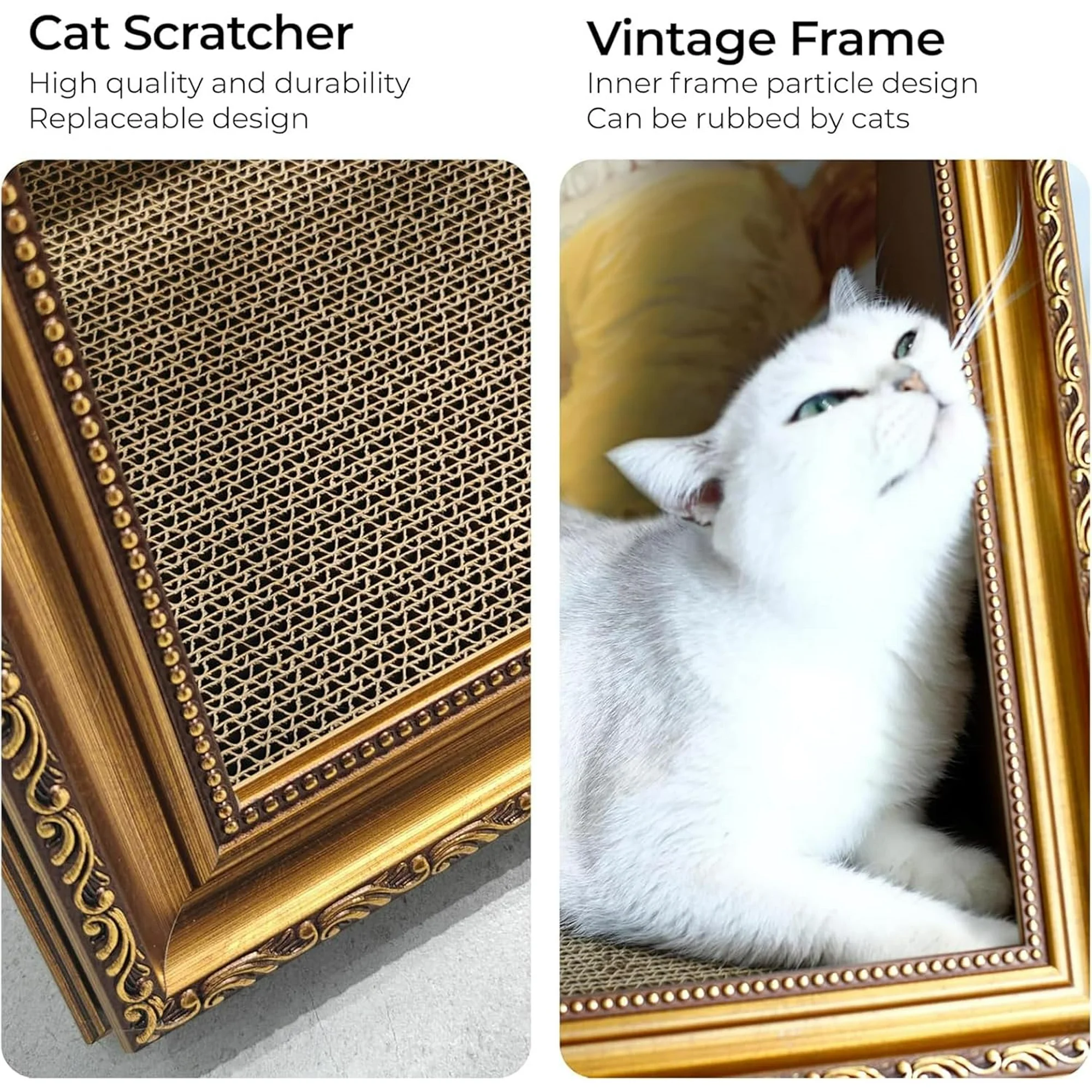 Mona Lisa Cat Scratcher Bed, Cat Living in Famous Painting, Art 4D Oil with Arm Front Panel