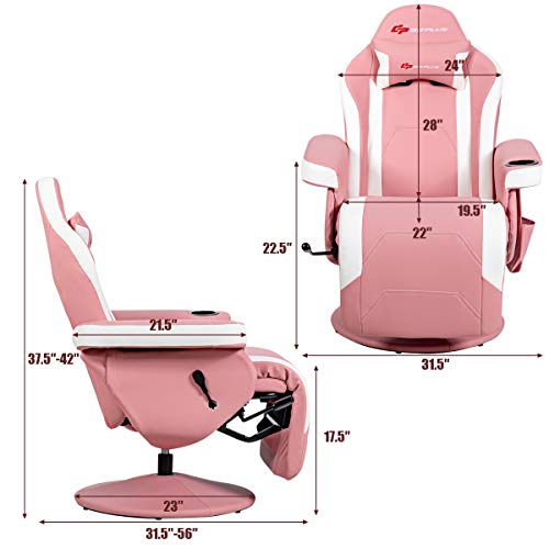 Goplus Massage Gaming Chair, Racing Style Gaming Recliner w/Adjustable Backrest and Footrest