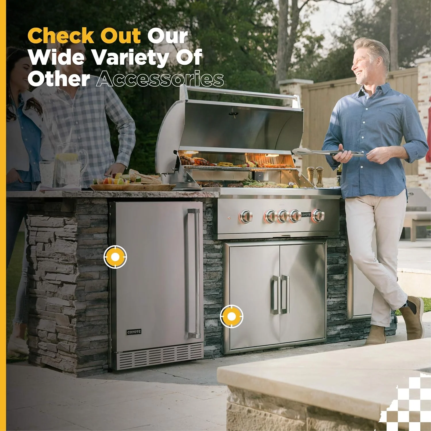 Coyote Stainless Steel Built-In Single Side Burner, Propane
