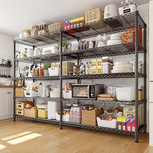 REIBII 73''W Storage Shelves Load 1650 LBS Metal Shelving 5-Tier Wire Shelving Unit for Storage Rack Adjustable Heavy Duty Metal Shelves for Pantry