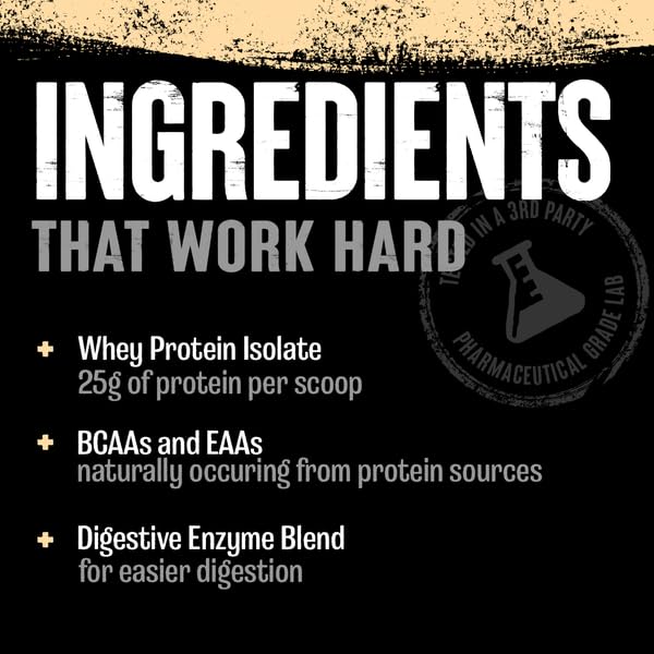 Animal Whey Isolate Protein Powder - Loaded for Pre & Post Workout Muscle Builder and Recovery with Digestive Enzymes for Men & Women - 25g Protein
