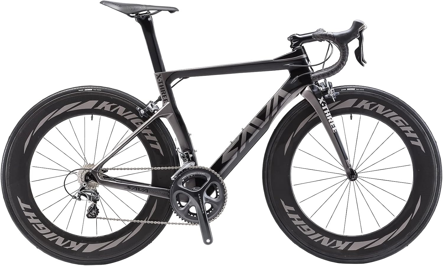 SAVADECK Phantom 2.0 Carbon Fiber Road Bike 700C Carbon Frame Racing Bicycle with Shimano Ultegra 8000 22 Speed Group Set, 25C Tire and Fizik Saddle