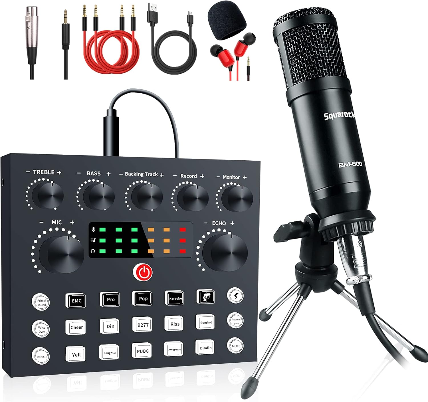 Podcast Equipment Bundle,Audio Interface with All-In-One DJ Mixer and Studio Broadcast Microphone, Perfect for Recording,Live Streaming,Gaming