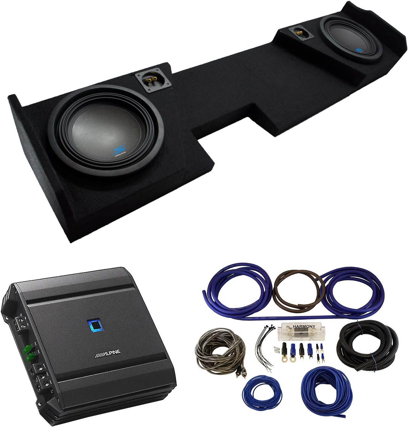 Compatible with 2014 2015 2016 2017 2018 2019 GMC Sierra Double Cab Alpine S-W10D2 Type S Car Audio Subwoofers Dual 10 Custom Sub Box Enclosure