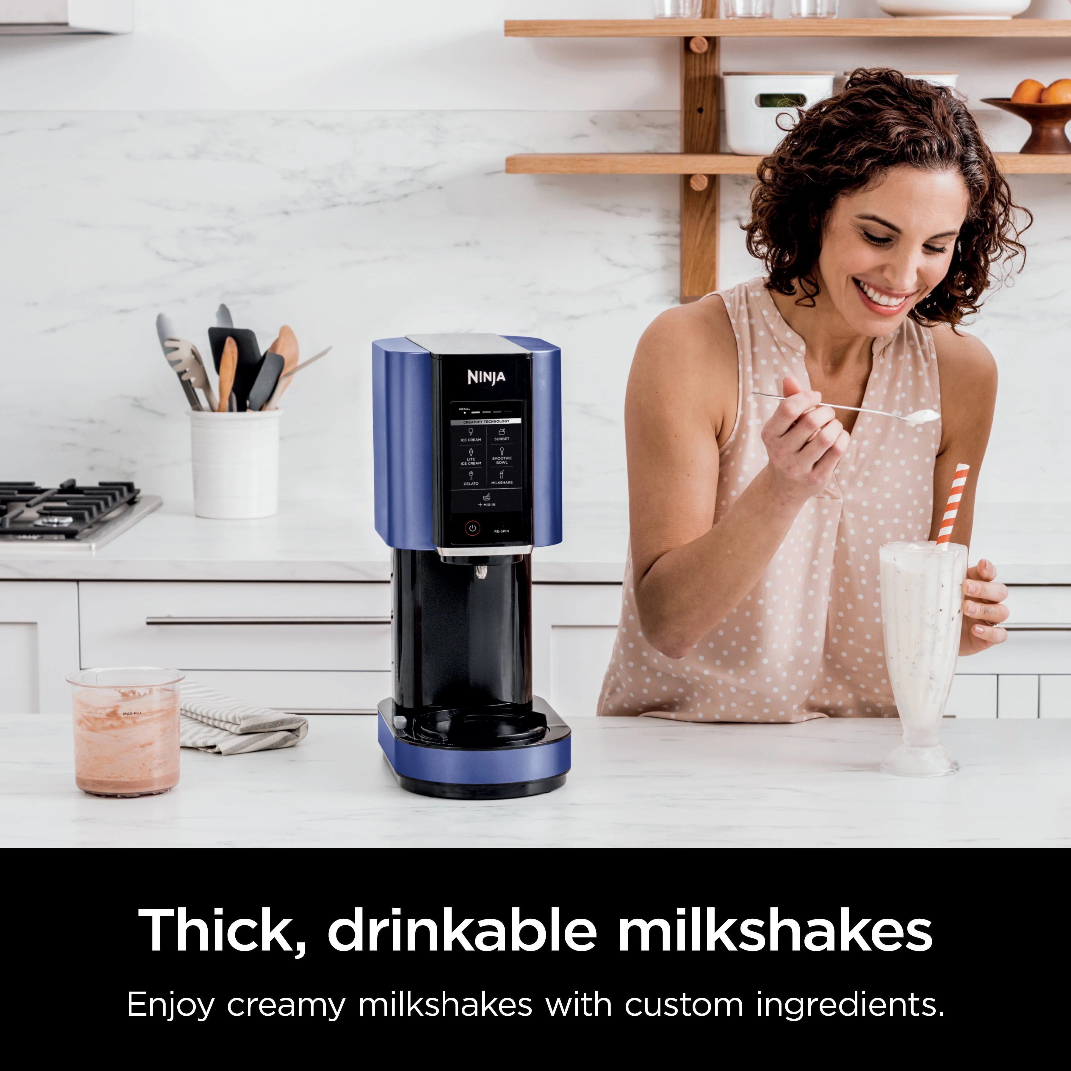 Ninja鈩?CREAMi鈩? Ice Cream Maker, 7 One-Touch Programs, Blue - NC301NV