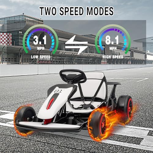 24V Go Kart for Kids, Electric Drift Kart with 2X200W Motor, 7AH Battery, Drift Function, Electric Pedals, and Safety Belt