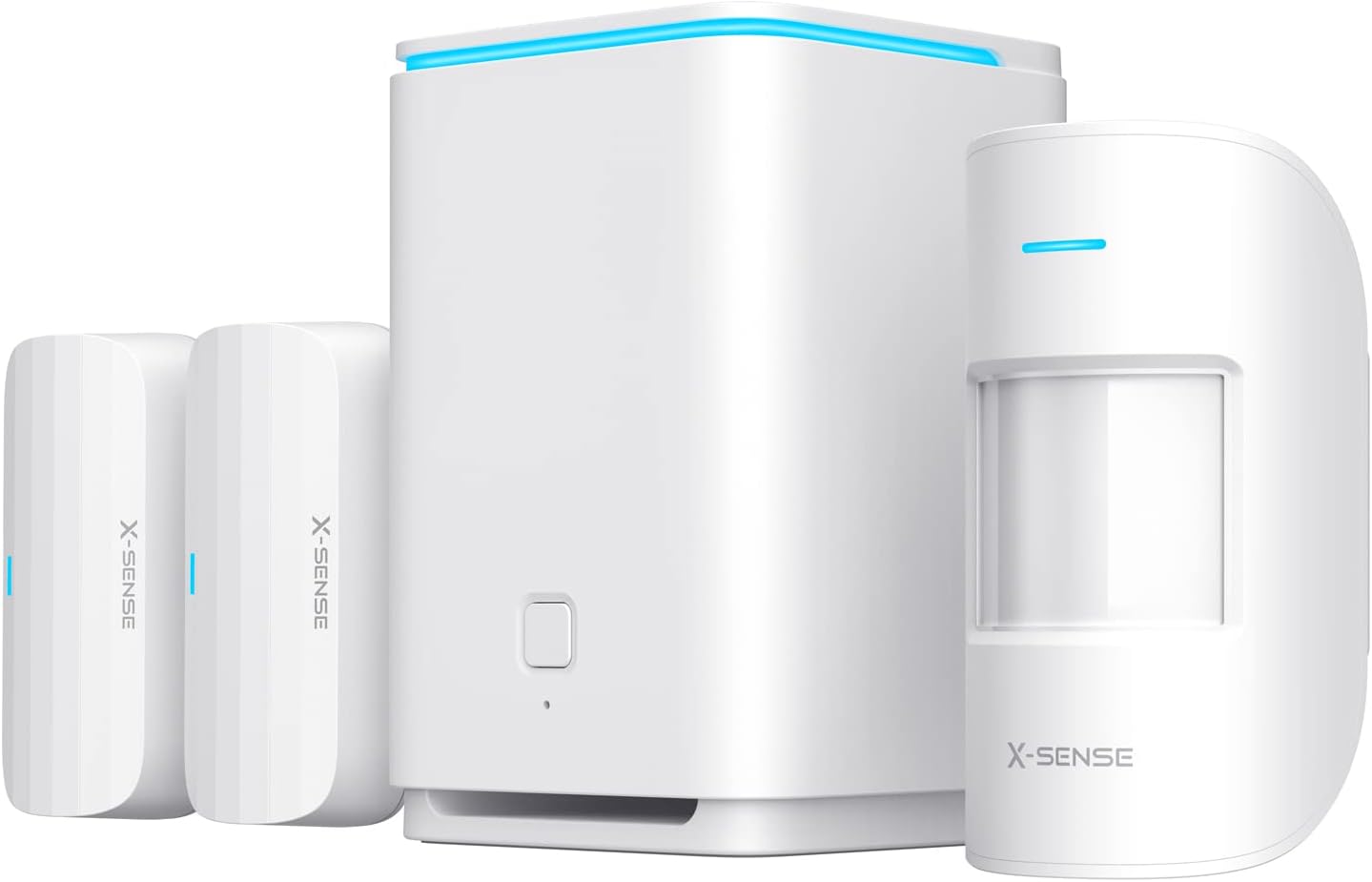 X-Sense Home Security System, 5-Piece Wireless Alarm Kit with Base Station, Motion Sensor, Entry Sensor, Remote Control, 1 1/4 Mile Wireless Range