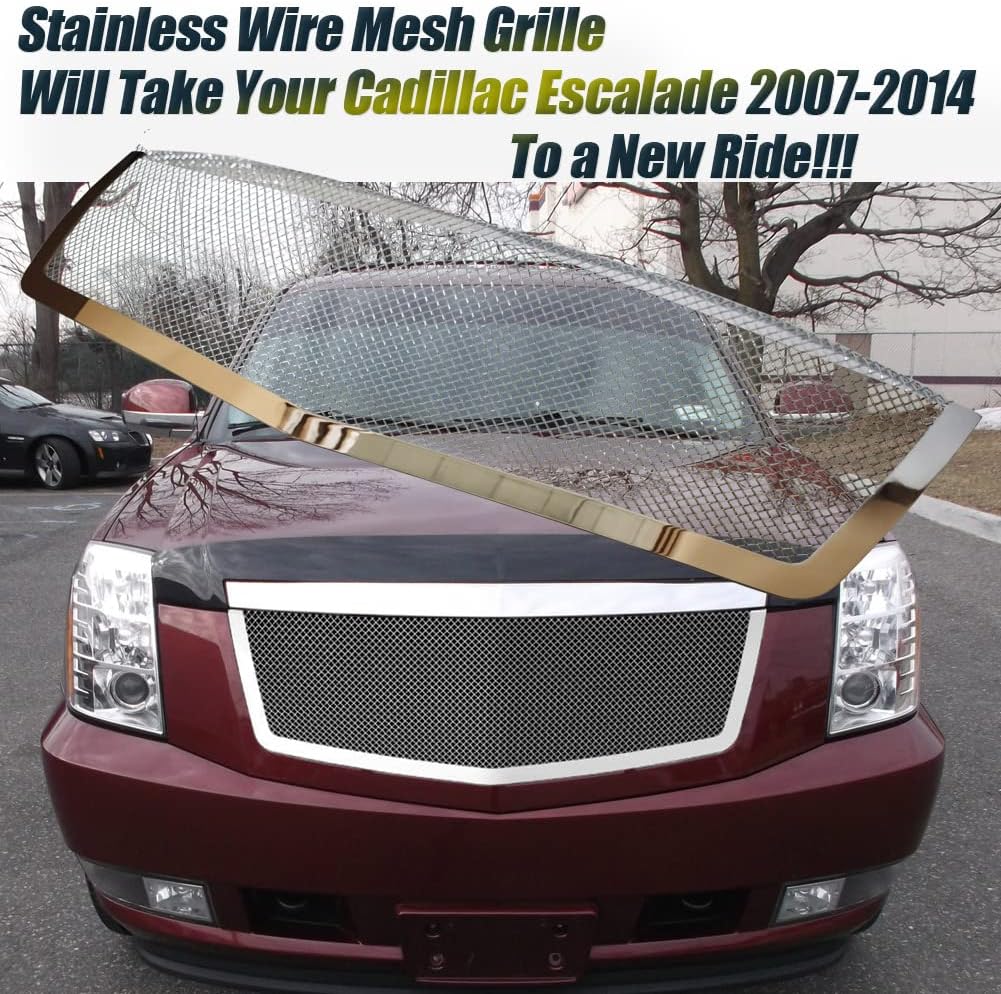 Stainless Steel Mesh Grille Chrome Grill Insert Fits Cadillac Escalade 2007-2014 Not Fit Platinum And Hybrid