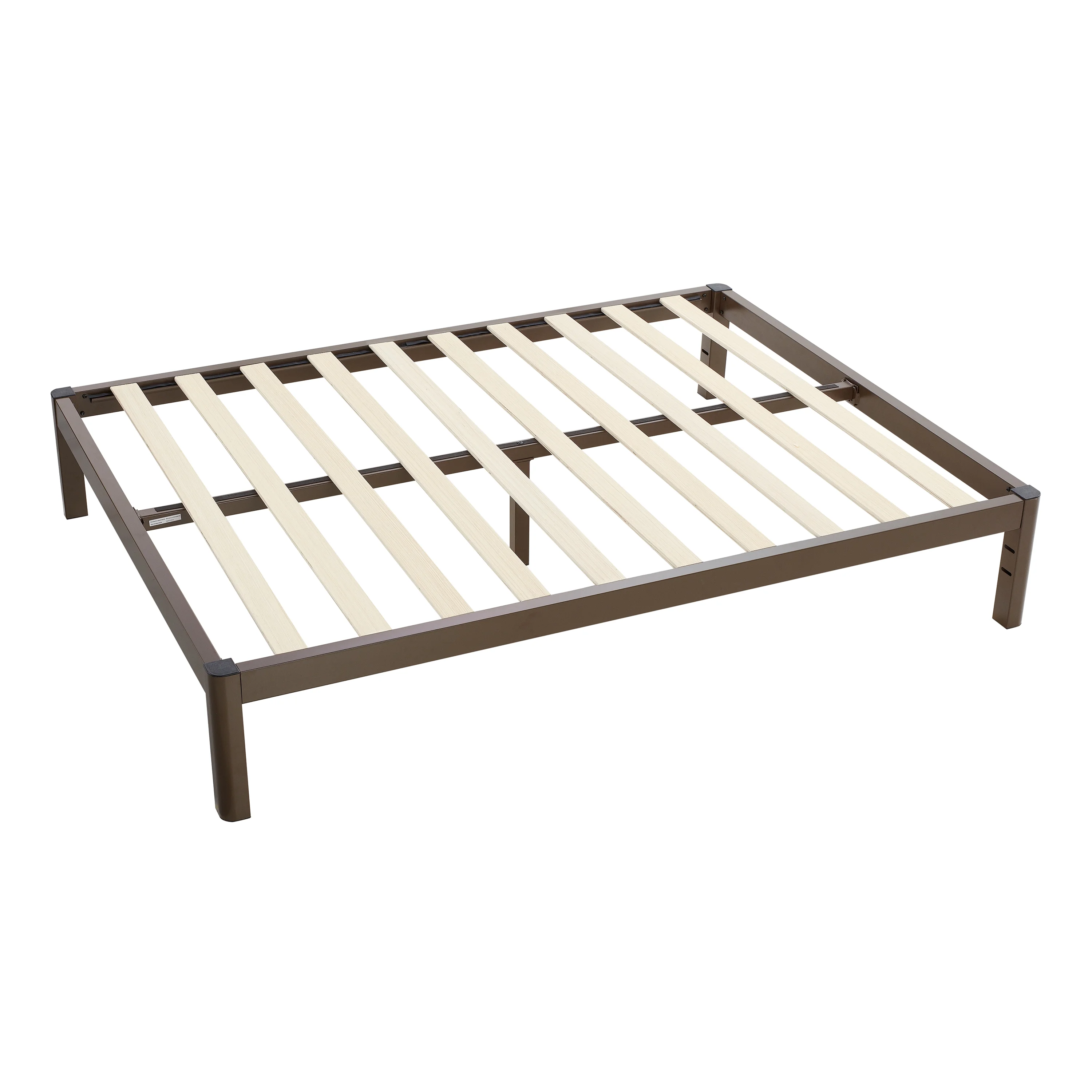 Mainstays Wood Slat Bronze Metal Platform Bed Frame, Queen