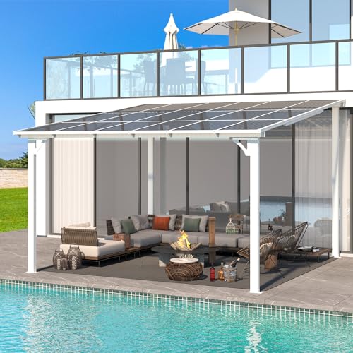 AECOJOY 10&rsquo; x 10&rsquo; Gazebo, Wall Mounted Gazebos Pergola on Clearance, Outdoor Patio Lean to Gazebo Awnings for Deck, Porch