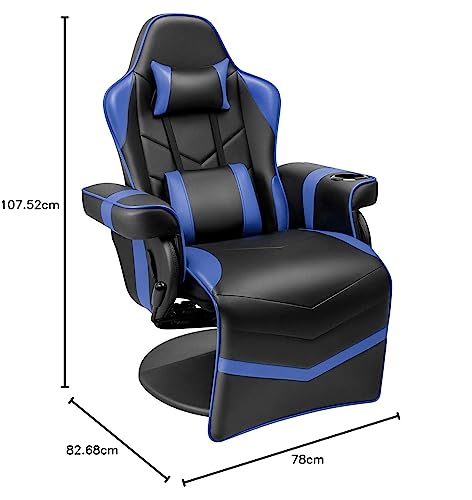 Homall Computer Racing Style Pu Leather Ergonomic Adjusted Reclining Video Gaming Single Sofa Chair with Footrest Headrest and Lumbar Support (Black)
