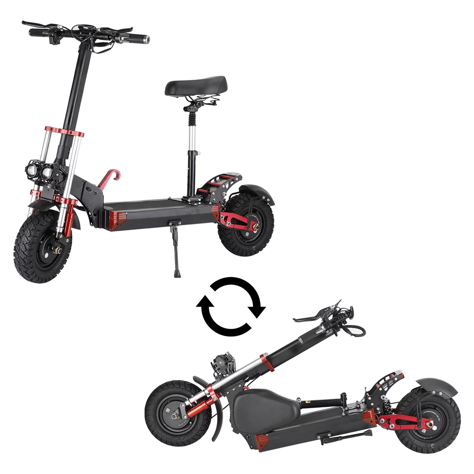 2000W 21ah off-road alloy electric scooter for adult，With large display screen, constant speed cruise Dual drive 12" tires