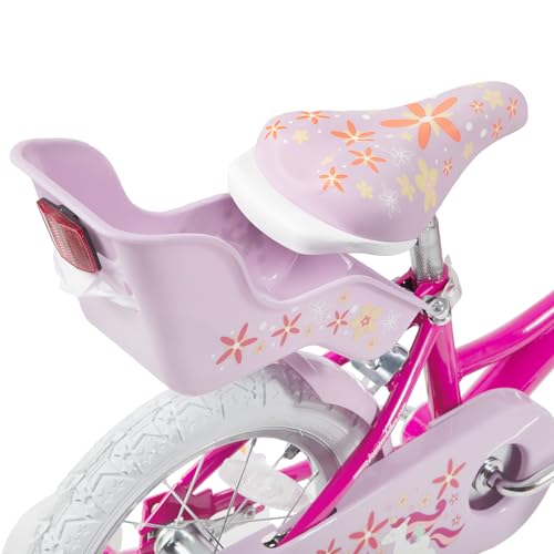 JOYSTAR Unicorn Kids Bike for Girls Ages 2-9 Years Old, 12 14 16 18 Inch Kids Bike with Training Wheels, Doll Seat, Streamers and Basket