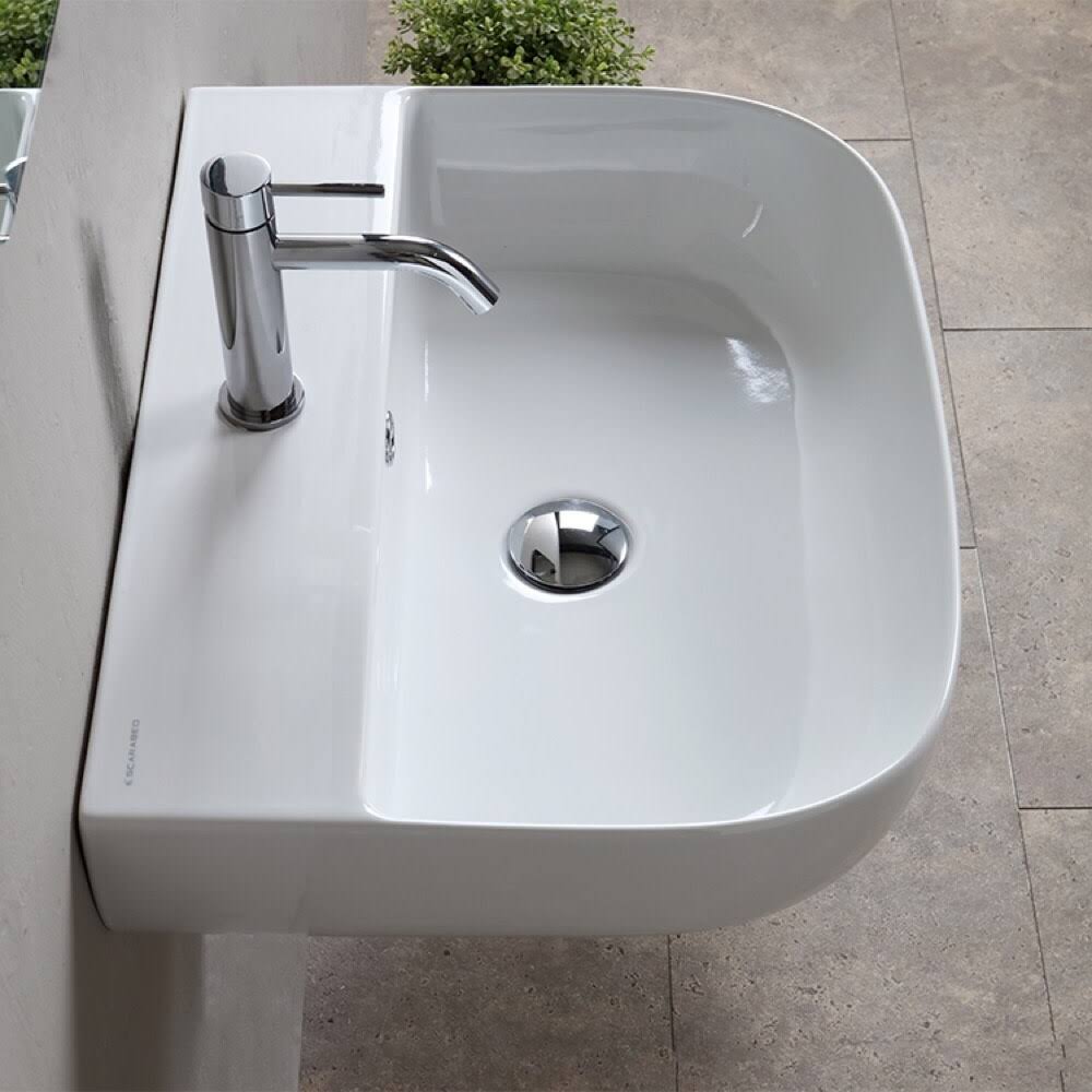 Scarabeo Glam 1811-Three Hole Bathroom Sink - White